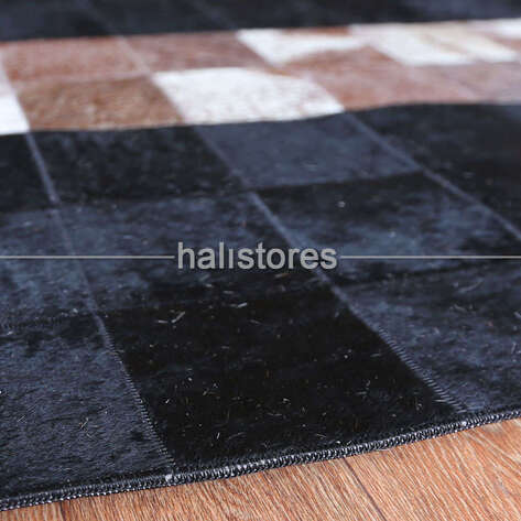 Doğal Dana Deri Patchwork Halı - 4