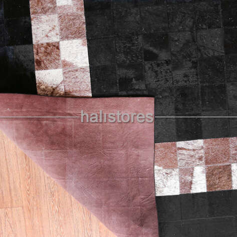 Doğal Dana Deri Patchwork Halı - 5