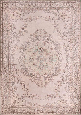 Vintage Eskitme Desenli Dokuma Taban Dekoratif Bej Halı HS 20 - 1