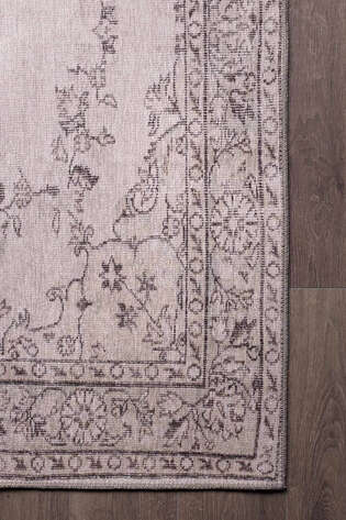 Vintage Eskitme Desenli Dokuma Taban Dekoratif Bej Halı HS 20 - 3