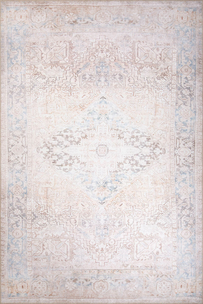 Vintage Eskitme Desenli Dokuma Taban Dekoratif Bej Halı HS 349