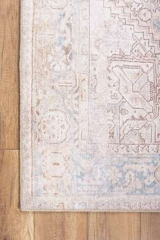 Vintage Eskitme Desenli Dokuma Taban Dekoratif Bej Halı HS 349 - 4