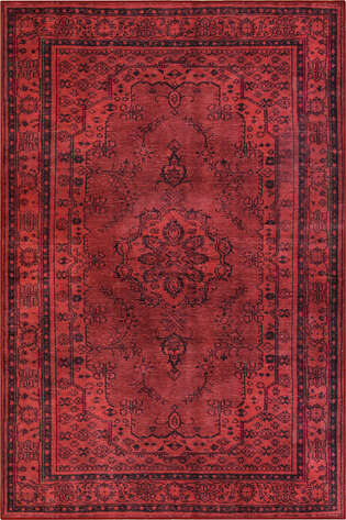 Vintage Eskitme Desenli Dokuma Taban Dekoratif Kırmızı Halı HS 29 - 1