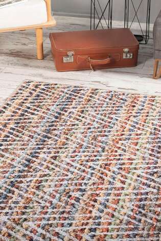 Vintage Eskitme Desenli Dokuma Taban Dekoratif Renkli Halı HS 260 - 3