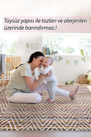 Vintage Eskitme Desenli Dokuma Taban Dekoratif Renkli Halı HS 260 - 8