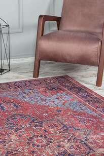Eskitme Vintage Desenli Dokuma Taban Dekoratif Bordo Halı HS 162 (2)
