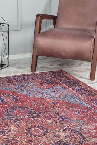 Eskitme Vintage Desenli Dokuma Taban Dekoratif Bordo Halı HS 162 - 2