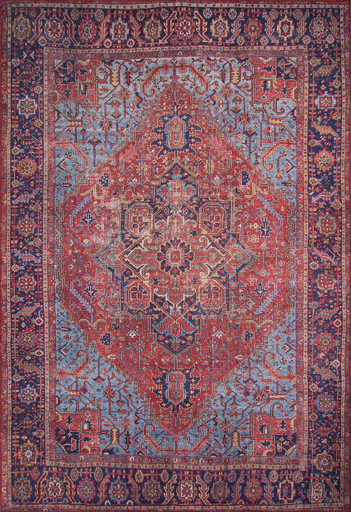 Eskitme Vintage Desenli Dokuma Taban Dekoratif Bordo Halı HS 162