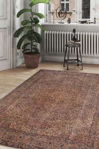 Eskitme Vintage Desenli Dokuma Taban Dekoratif Kahve Halı HS 25 (2)