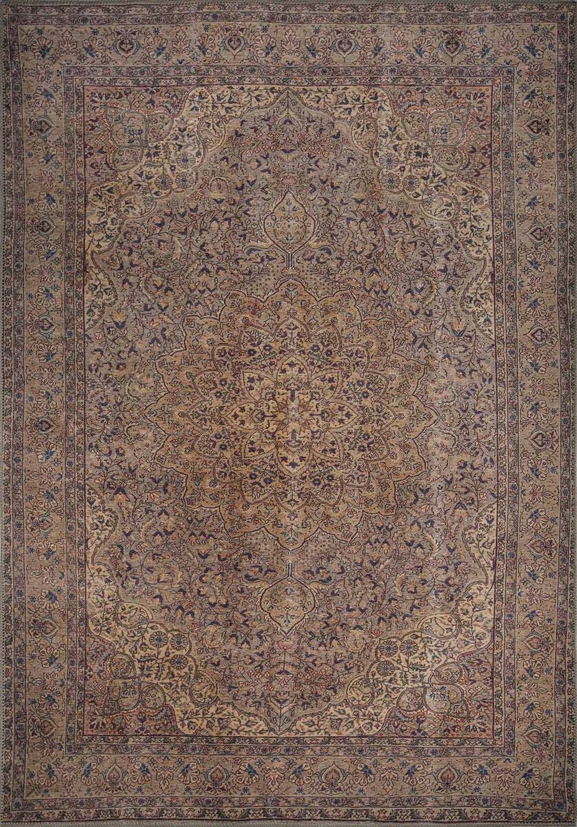 Eskitme Vintage Desenli Dokuma Taban Dekoratif Kahve Halı HS 25
