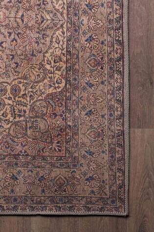 Eskitme Vintage Desenli Dokuma Taban Dekoratif Kahve Halı HS 25 - 3