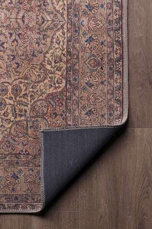 Eskitme Vintage Desenli Dokuma Taban Dekoratif Kahve Halı HS 25 - 6