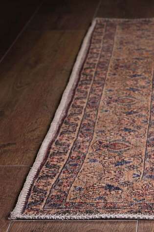 Eskitme Vintage Desenli Dokuma Taban Dekoratif Kahve Halı HS 25 - 4