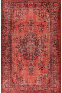 Eskitme Vintage Desenli Dokuma Taban Dekoratif Kırmızı Halı HS 131 (1)