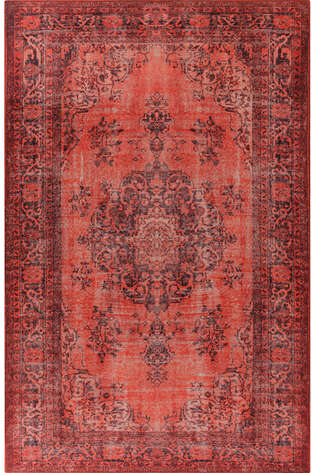 Eskitme Vintage Desenli Dokuma Taban Dekoratif Kırmızı Halı HS 131 - 1
