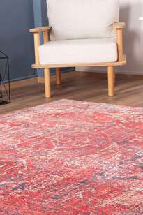 Eskitme Vintage Desenli Dokuma Taban Dekoratif Kırmızı Halı HS 269 (2)