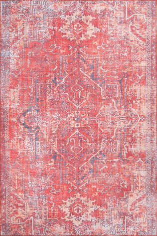 Eskitme Vintage Desenli Dokuma Taban Dekoratif Kırmızı Halı HS 269 - 1