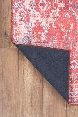 Eskitme Vintage Desenli Dokuma Taban Dekoratif Kırmızı Halı HS 269 - 5