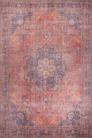 Eskitme Vintage Desenli Dokuma Taban Dekoratif Kırmızı Halı HS 370 - 1