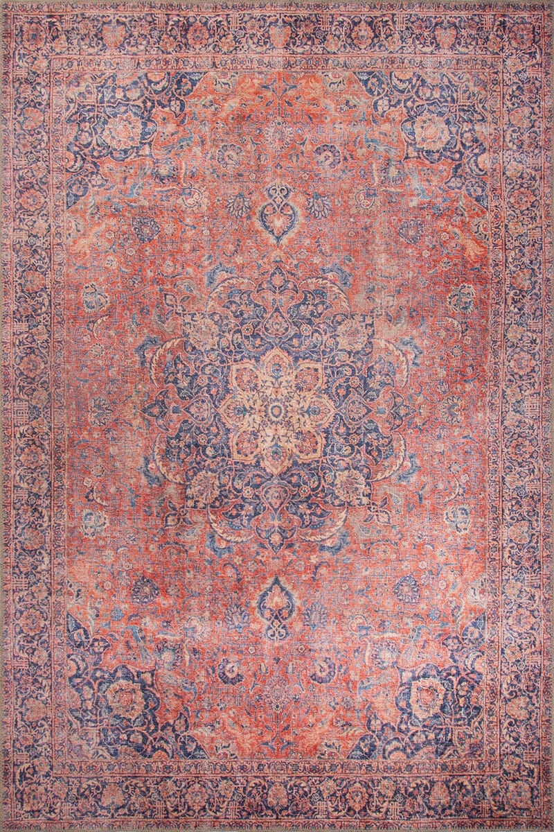 Eskitme Vintage Desenli Dokuma Taban Dekoratif Kırmızı Halı HS 370