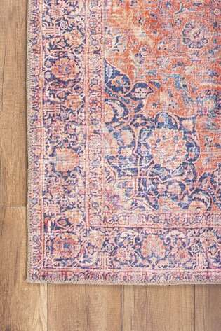 Eskitme Vintage Desenli Dokuma Taban Dekoratif Kırmızı Halı HS 370 - 3