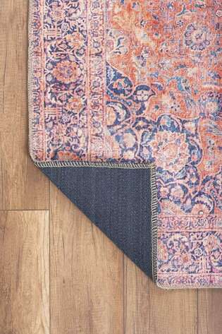 Eskitme Vintage Desenli Dokuma Taban Dekoratif Kırmızı Halı HS 370 - 4
