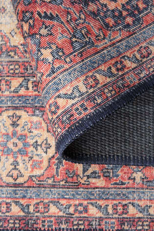 Eskitme Vintage Desenli Dokuma Taban Dekoratif Lacivert Halı HS 26 - 4