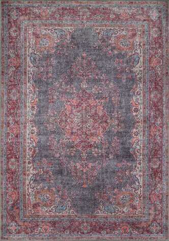 Eskitme Vintage Desenli Dokuma Taban Dekoratif Rustik Halı HS 93 - 1