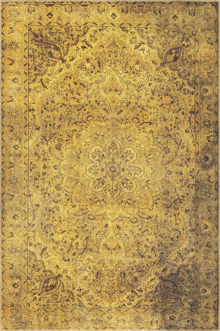 Eskitme Vintage Desenli Dokuma Taban Dekoratif Sarı Halı HS 24 - 1