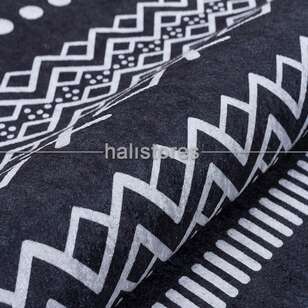 Etnik Desenli Baskılı Siyah Beyaz Halı Zen (4)
