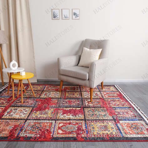Etnik Desenli Bordo Kilim Halı Milas 5030 - 3