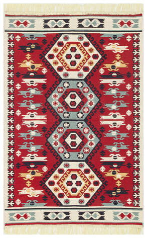 Etnik Desenli Kilim Halı Arya Ar 30 Kırmızı - 2