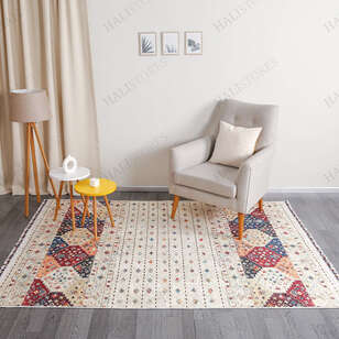 Etnik Desenli Krem Kilim Halı Milas 5034 (1)
