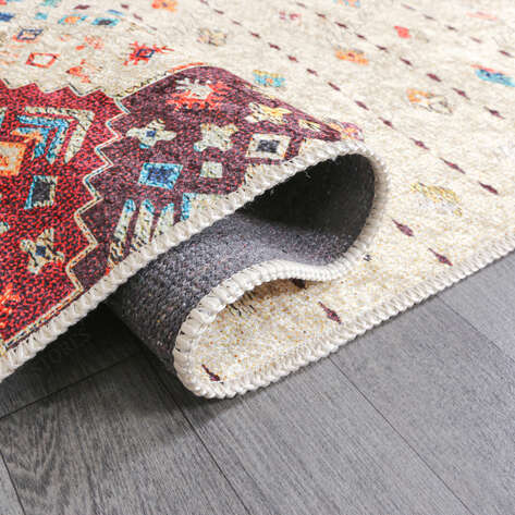 Etnik Desenli Krem Kilim Halı Milas 5034 - 4