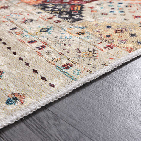 Etnik Desenli Krem Yolluk Halı Milas 5034 - 5