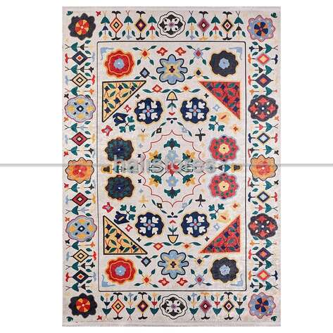 Etnik Desenli Krem Yolluk Halı Zen - 1