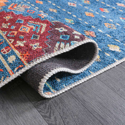 Etnik Desenli Mavi Kilim Halı Milas 5035 - 4