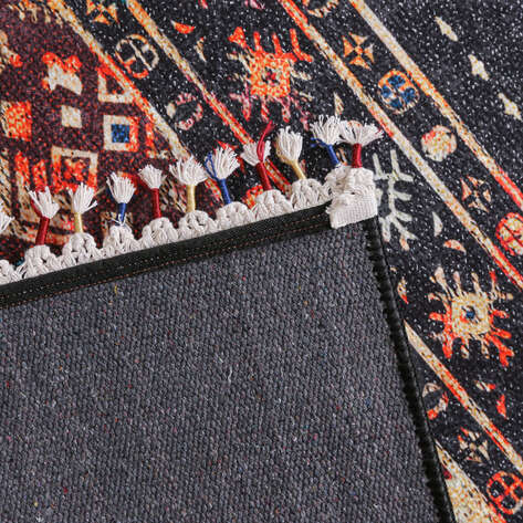 Etnik Desenli Siyah Kilim Halı Milas 5037 - 6
