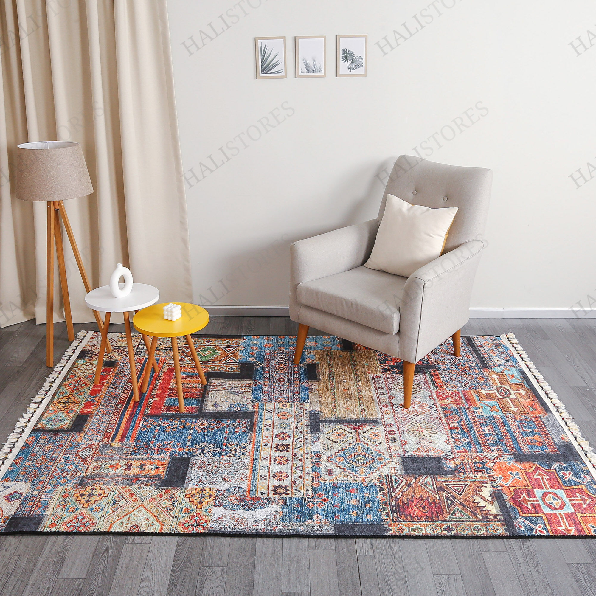 Etnik Motif Desenli Renkli Kilim Halı Milas 5107