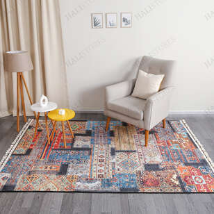 Etnik Motif Desenli Renkli Kilim Yolluk Halı Milas 5107