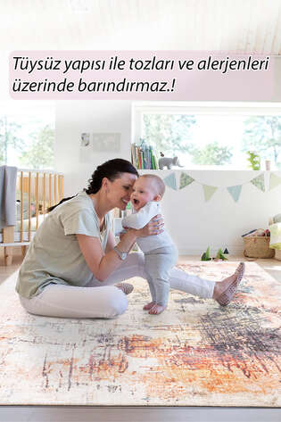 Modern Art Dokuma Taban Dekoratif Renkli Halı HS 262 - 7