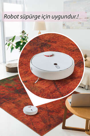 Fusion Modern Dokuma Taban Dekoratif Turuncu Halı (AL 09) - 6
