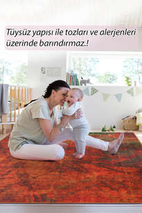 Fusion Modern Dokuma Taban Dekoratif Turuncu Halı (AL 09) - 8