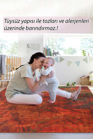 Fusion Modern Dokuma Taban Dekoratif Turuncu Halı (AL 09) - 8