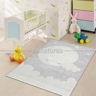 Halıstores - Gökyüzü Desenli Çift Taraflı Çocuk ve Bebek Halısı 02 Gri (1)