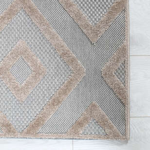 Grace 65021-261 Modern Kabartmalı Geometrik Desenli Dekoratif Gri Vizon  Makine Halısı (4)