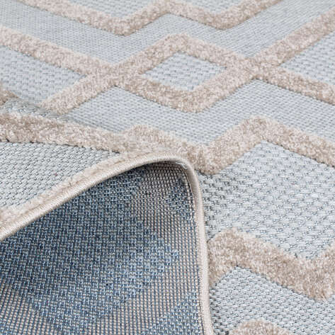 Grace 65021-261 Modern Kabartmalı Geometrik Desenli Dekoratif Gri Vizon  Makine Halısı - 3