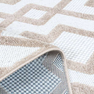 Grace 65021-270 Modern Kabartmalı Geometrik Desenli Dekoratif Kahve Krem Makine Halısı (4)