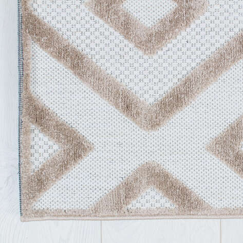 Grace 65021-270 Modern Kabartmalı Geometrik Desenli Dekoratif Kahve Krem Makine Halısı - 3