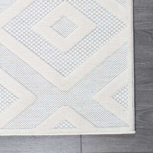 Grace 65021-260 Modern Kabartmalı Geometrik Desenli Dekoratif  Krem Makine Halısı (5)